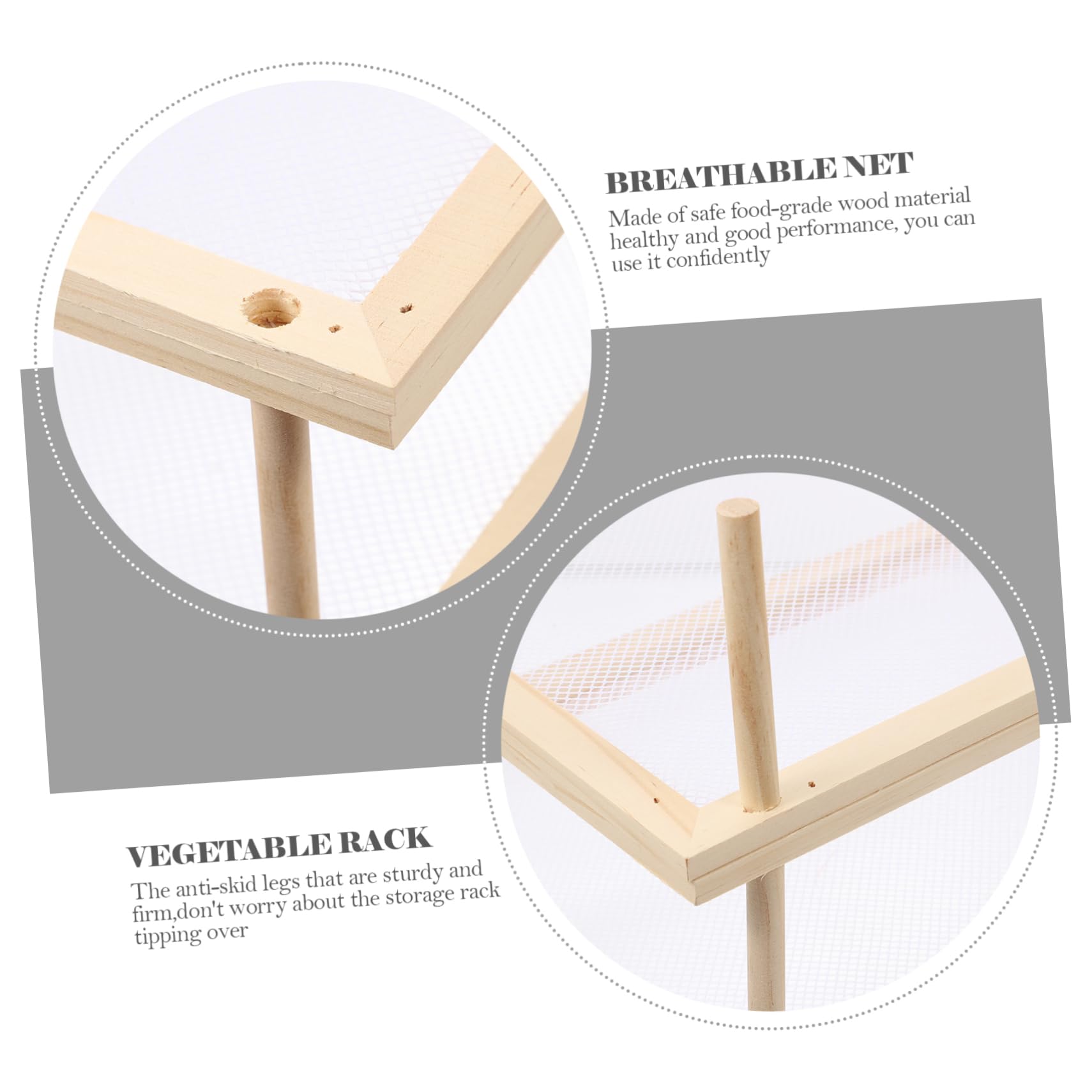 Mikinona Essiccatoio per Pasta e Verdure in Legno Doppio Strato Rete Traspirante, Supporto Porta Spaghetti per Uso Domestico, Ventilato e Igienico, Adatto a Cucina e Negozi Alimentari