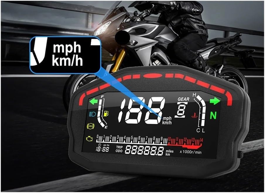 Odometer Digital Tachometer Motorcycle Application：Odometer Motorcycle Speedometer Universal Motorcycle Meter Digital Odometer for 2,4 Cylinders RPM Tachometer for