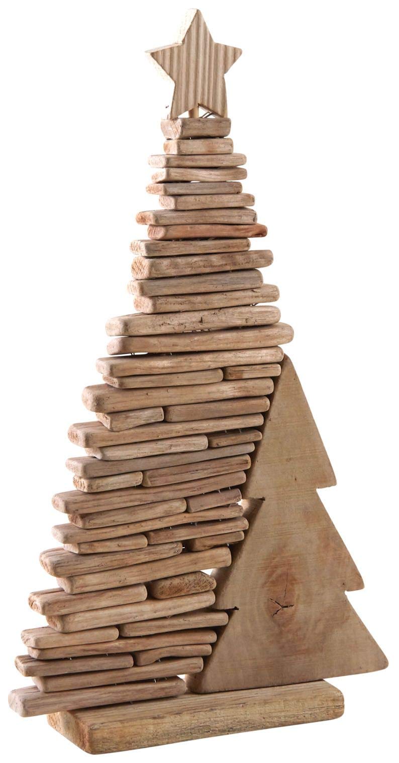 AUBRY GASPARD - Sapin Décoratif en Bois Flotté - Décoration de Noël à Poser - Table Étagère Rebord de Fenêtre - Dimensions 29 x 9 x 50 cm - Poids 1,75 kg - Vendu a la pièce