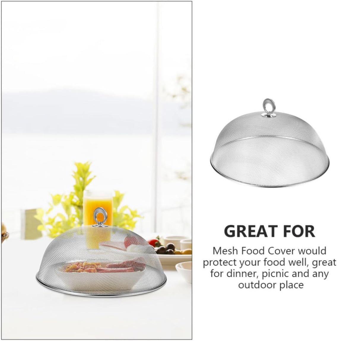 Stainless Steel Mesh Dome Food Cover for Food Protection and Small Plants in Silver for Kitchen and Outdoor Place
