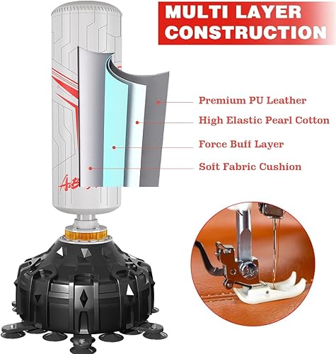 Miniatura 2 de AIBEIJIAN Saco de boxeo con soporte para adultos de 70 pulgadas con guantes de boxeo, bolsa de boxeo con soporte, amortiguador, base de ventosa,