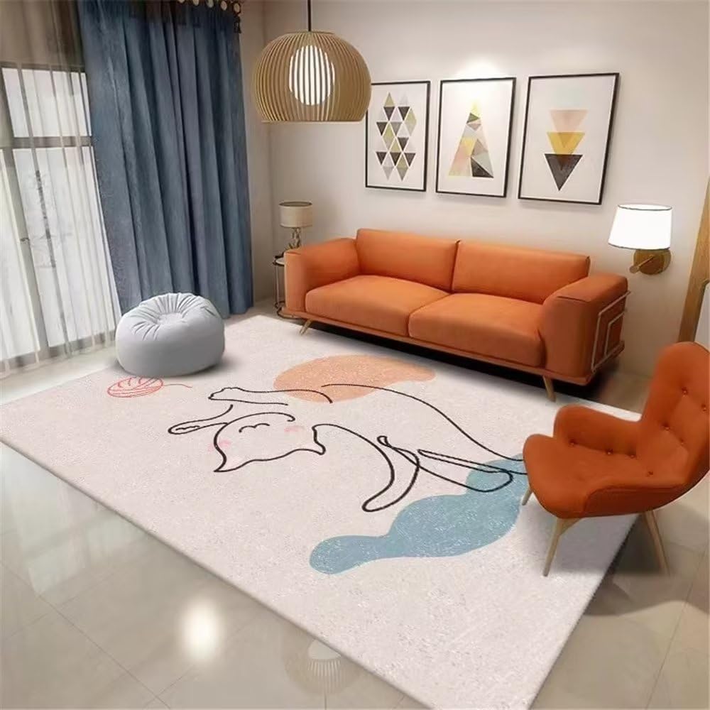 Tapis de sol antidérapant abstrait bleu pour créer un salon moderne cosy