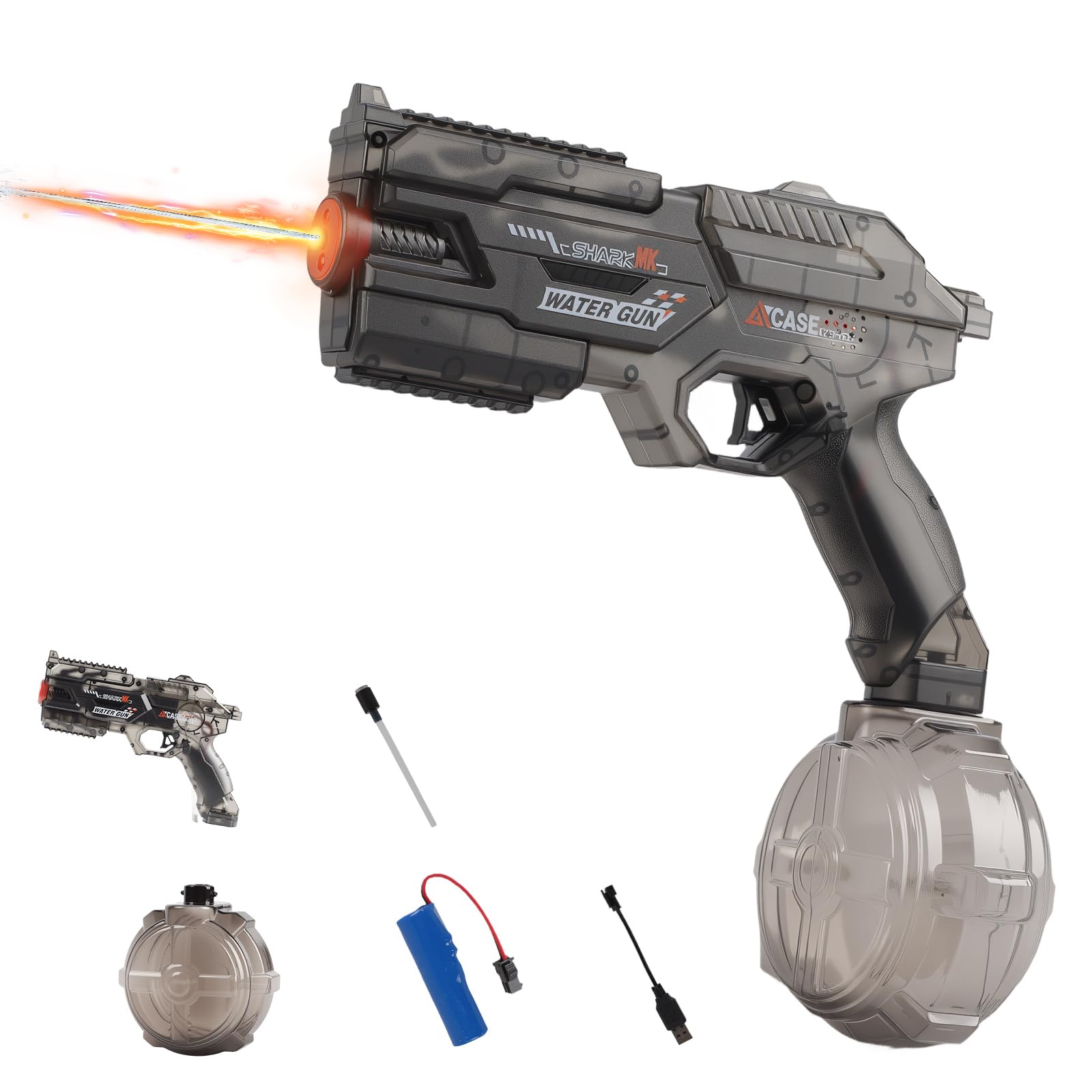 Electric Water Gun - Automatic Water Pistol with LED Light, Long Range Electric watergun, 360CC Powerful Waterguns, Summer Pool Beach Outdoor Party Toy for Adults