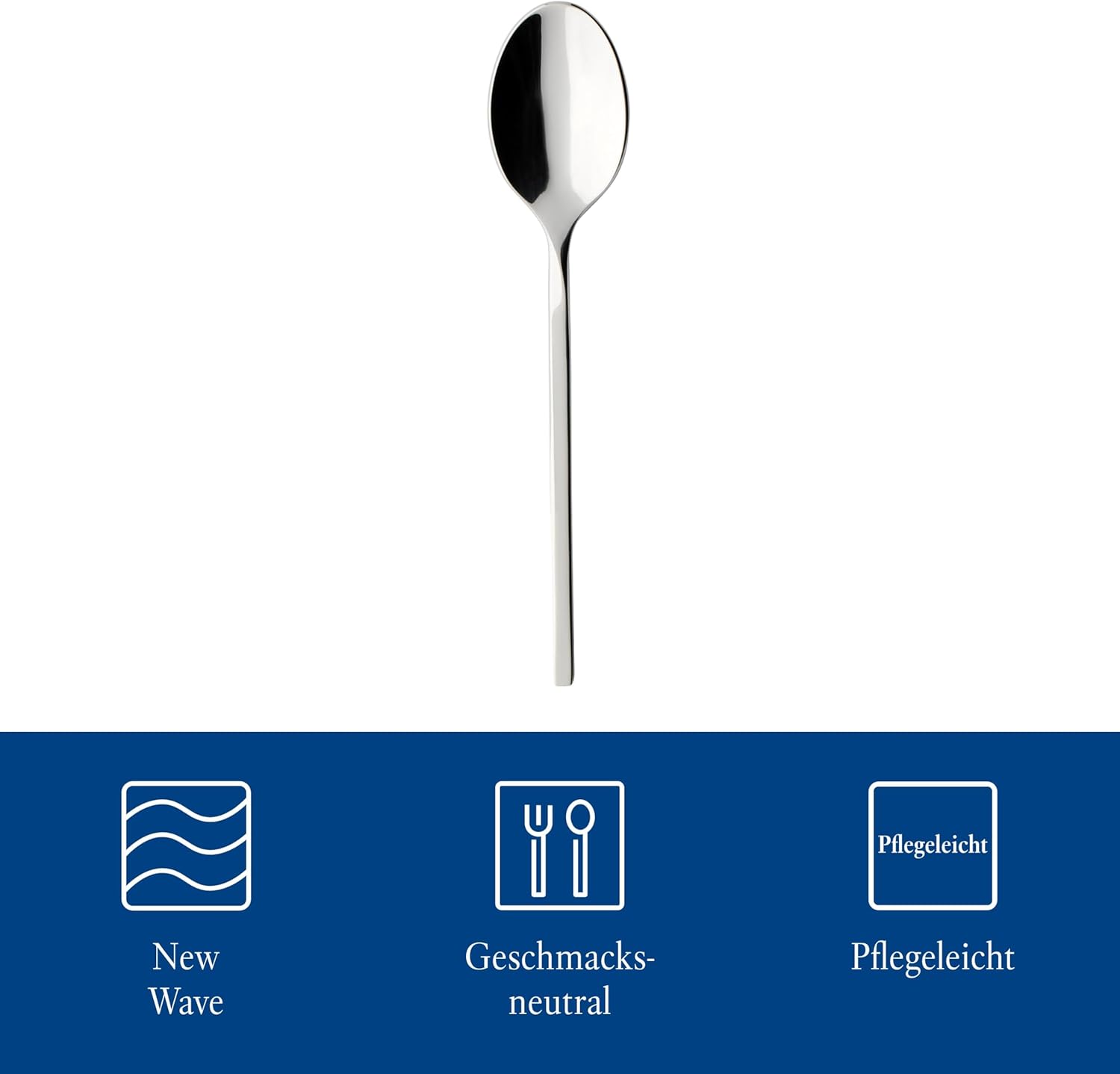 Villeroy & Boch New Wave Flatware After Dinner Spoon : Set of 6, 4.25 in, Stainless Steel 18/10