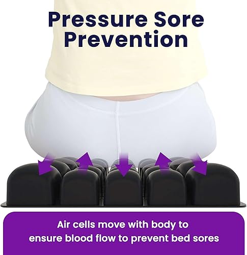 Miniatura 3 de Cojín inflable para silla de ruedas de 18 x 16 x 3 pulgadas, cojín de aire para aliviar dolores de presión para silla de ruedas con celdas
