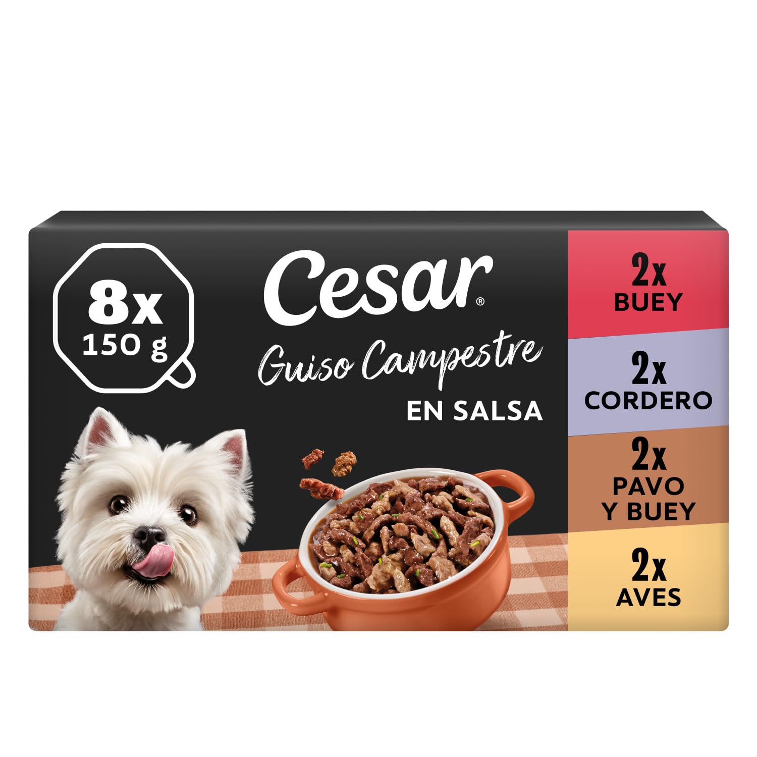 Cesar Pak Campesin 3 X 8 X 150 Bh01J, Recetas campesinas en Salsa, 150 g (Paquete de 24)