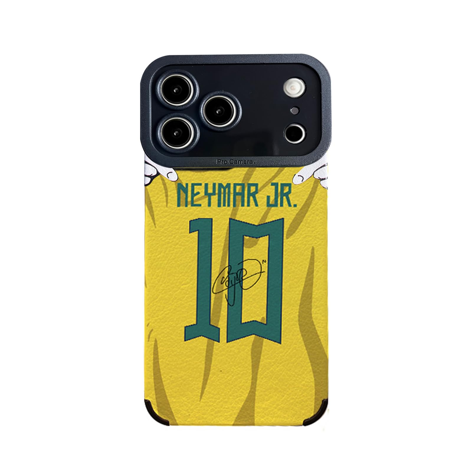 Slrioks Neymar Jersey Phone Case Creative Soccer Case for iPhone 17 Pro Thin Soft Imitation Leather Shockproof
