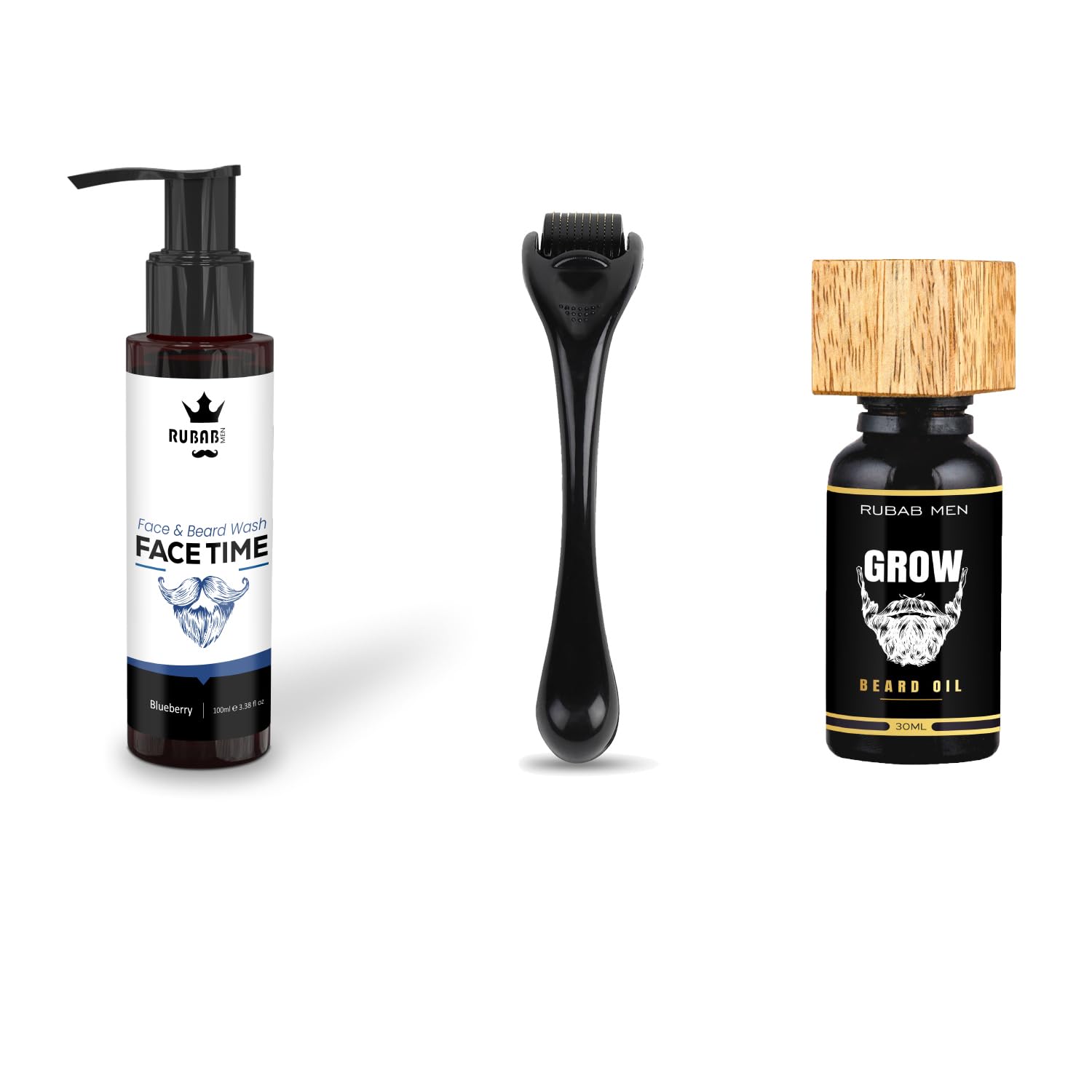 RUBAB MEN Advance Beard Growth Kit for Men | Vitamin-E Booster Growth Oil, Deep Clean Beard Wash & Activator Beard Derma Roller for Men| Faster, Fuller & Thicker Patchy Beard Growth| Set of 3 (B0B7SGP728) Amazon Price History, Amazon Price Tracker