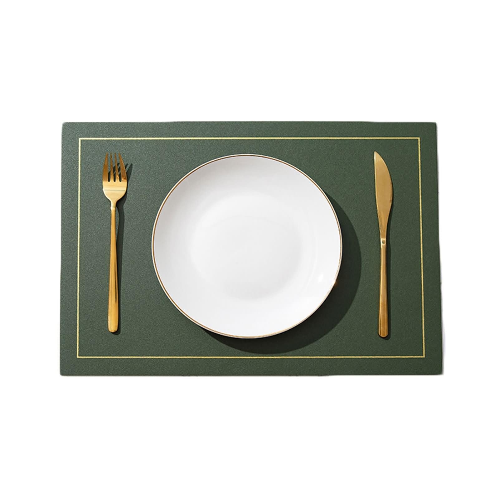 Tovagliette Set 8, 30 x 43 CM Verde Grigio Tovagliette Tavola Moderno Pelle, Tinta Unita con Rettangolo