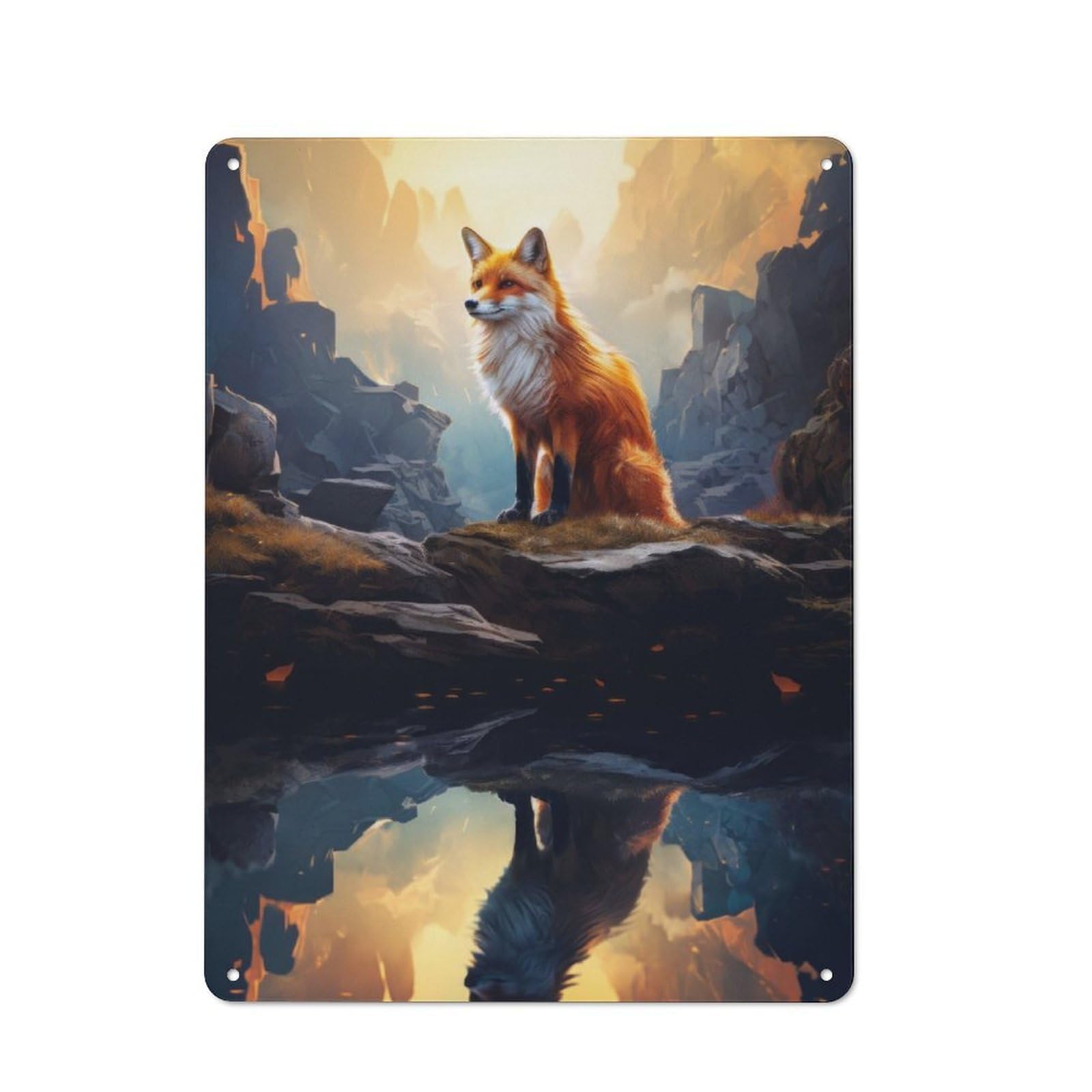 Junmoney Fox In Woods Shop Front Style Decorative Metal Plaque 40X30cm, Shop Wall Decor For Cafe, Bistro, Bakery Or Restaurant