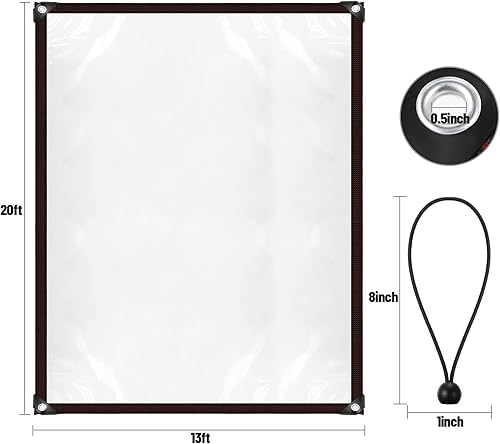 Miniatura 2 de Shappy Lona impermeable transparente de 13 x 13 pies con ojales, cubierta de gallinero, lona impermeable resistente, cuerda elástica, aislamiento