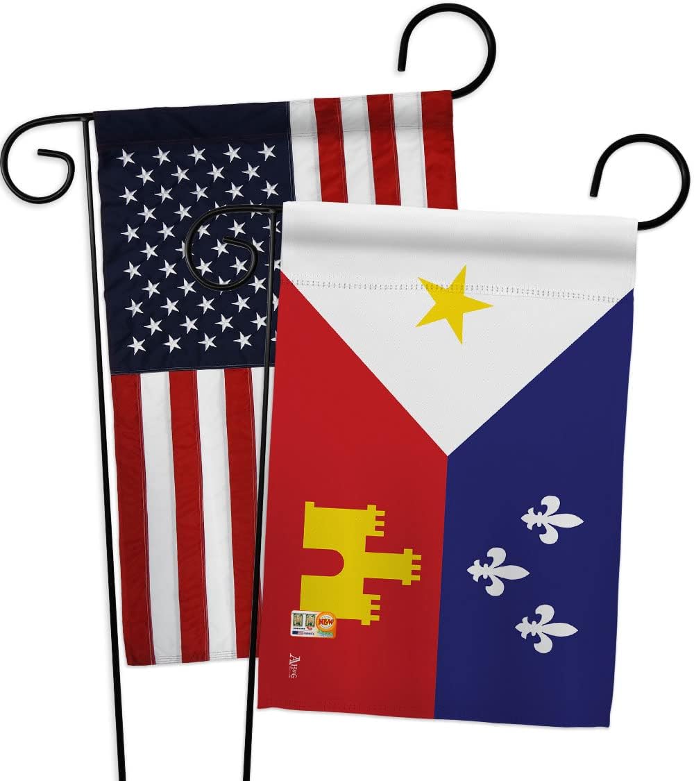 Acadiana Garden Flags 2pcs Pack Regional Nationality Nation International World Country Particular Area Small Decorative Gift Yard House Banner Made In USA 13 X 18.5