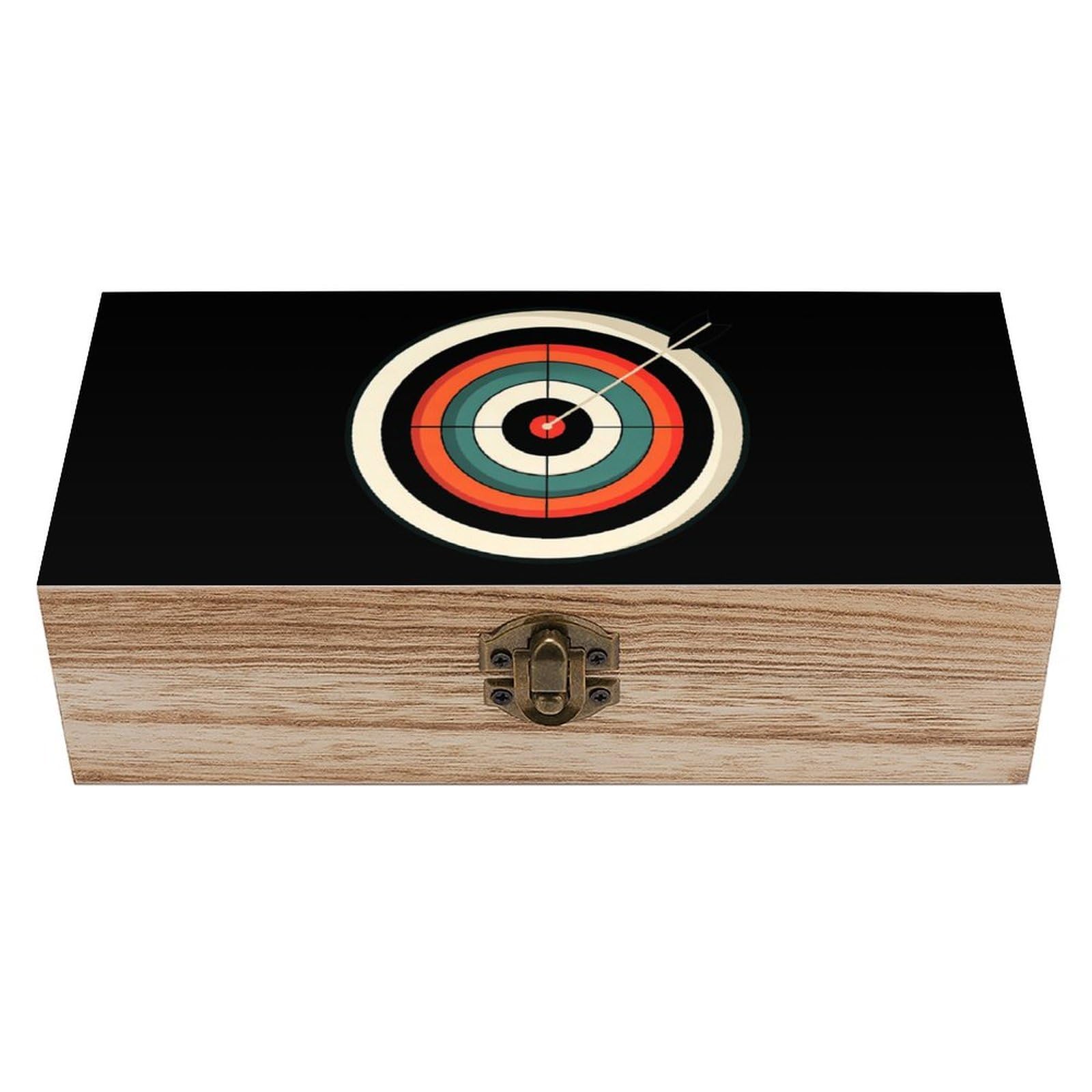 Cgsbngha Style Bullseyes Target Bulls Eyes Wooden Storage Boxes With Lid Memory Box Decorative Organiser For Office And Home
