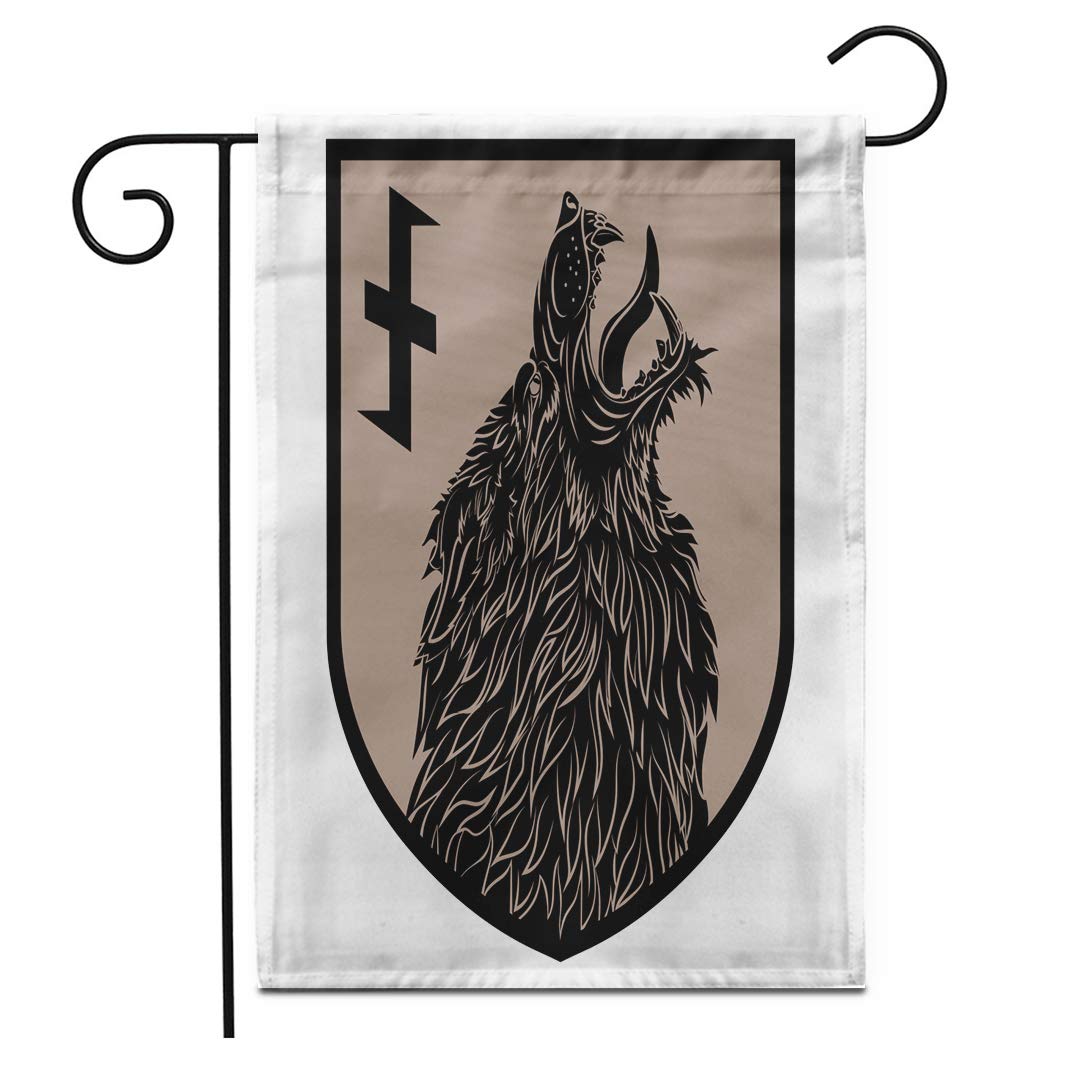 Seizoensgebonden Outdoor Tuinvlag - Weerwolf Met Wolfsangel Rune Op Witte Achtergrond, Dubbelzijdig 30x45cm Winterdecoratie