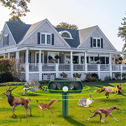 Solar Ultrasonic Animal Repeller Outdoor Deer Repellent Devices with Motion Sensor Waterproof Animal Deterrent Devices to Scare Cat Dog Squirrel Rabbit Raccoon Skunk Repellent for Yard Garden Lawn - Image 3