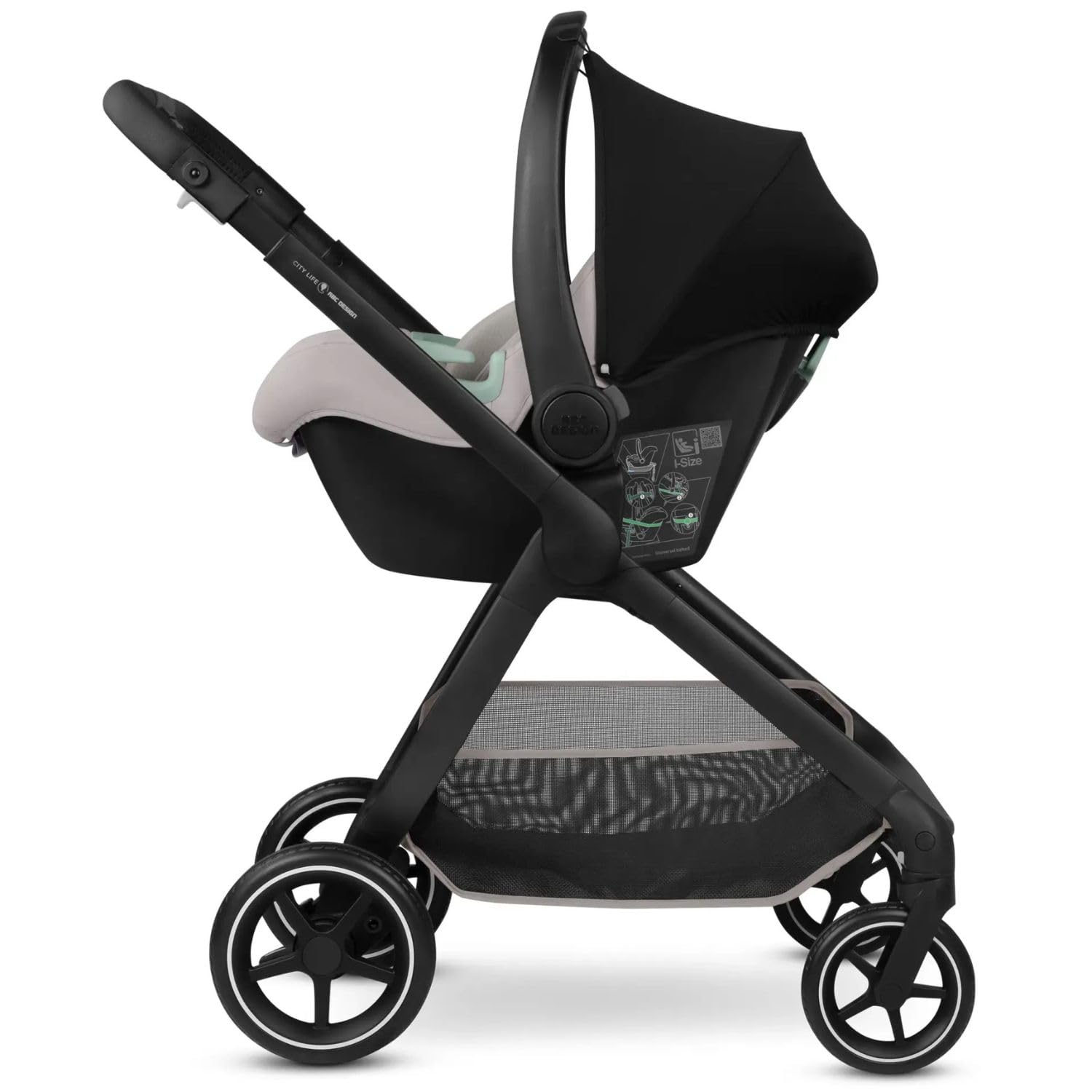 ABC Design Adaptateur de siège bébé pour City Life - Compatible avec Tulip, Maxi-Cosi, Cybex, Joie, BeSafe et Avionaut - Adaptateur de poussette pour système de voyage - Noir