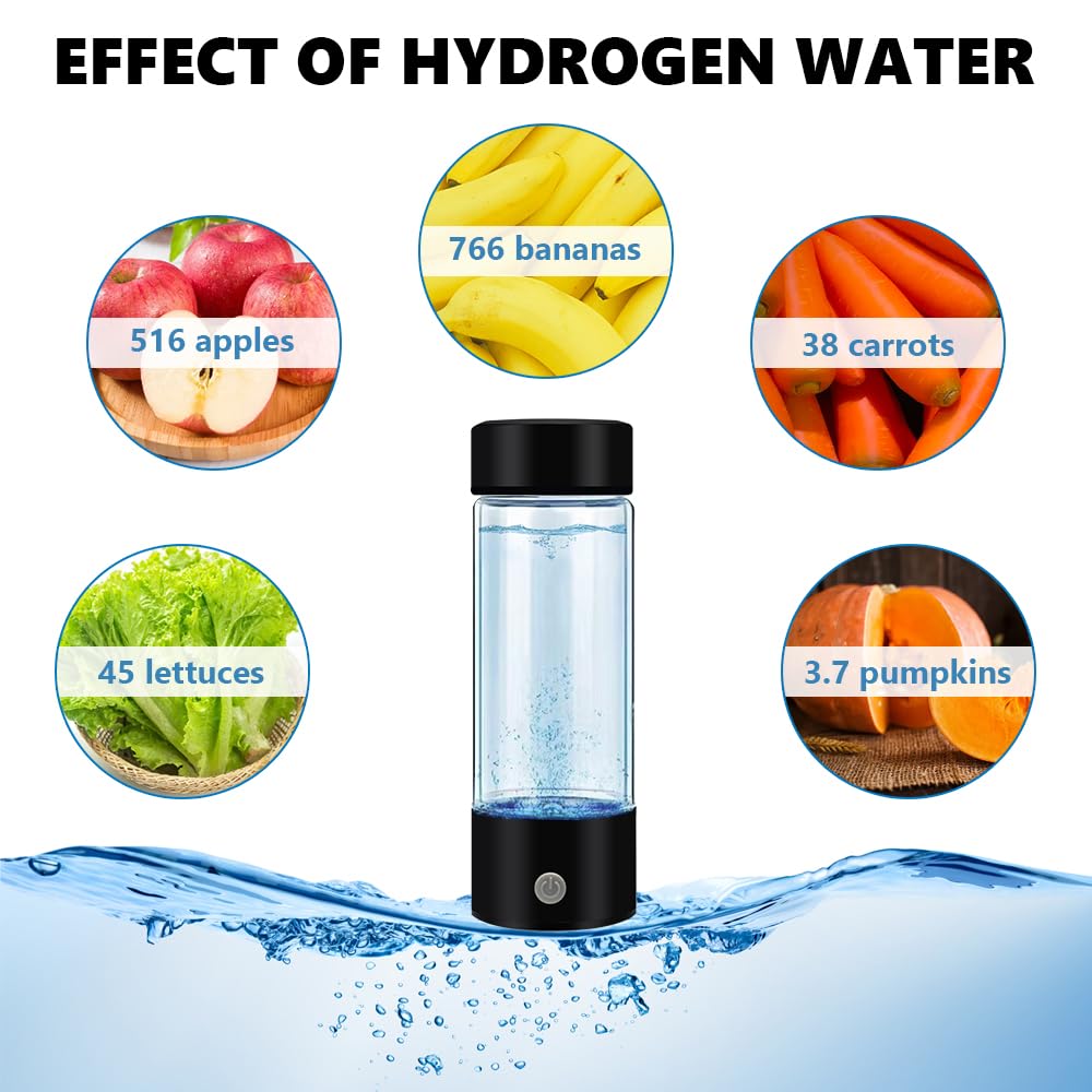 LEEZEL Generatore di Acqua Idrogenata, 420ML Portatile Tazza Ricca di Idrogeno Bottiglia, Bombola del Generatore di Idrogeno, Ricarica USB Portatile per Casa, Ufficio e Viaggi (nero)