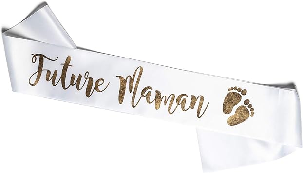 Olilly Echarpe Future Maman Pour Baby Shower Blanche Et Or Amazon Fr Vetements