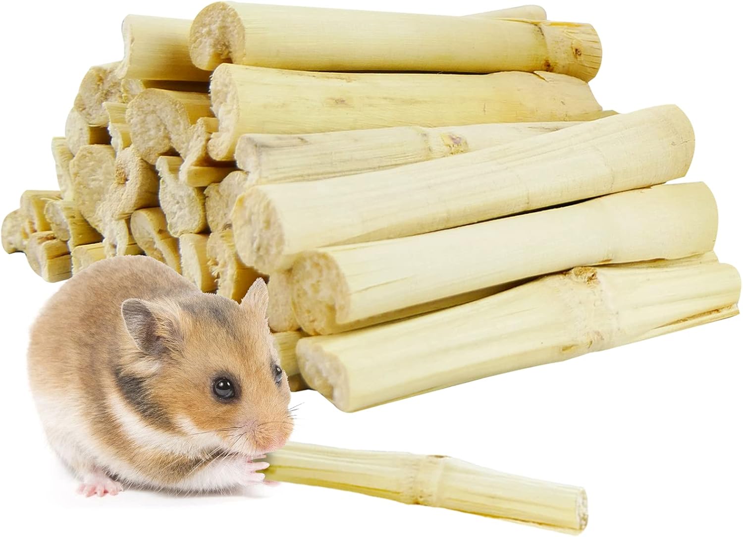 KEYONEKJO 200g Sweet Bamboo Chew Sticks Thick，Small Animal Chew Blocks