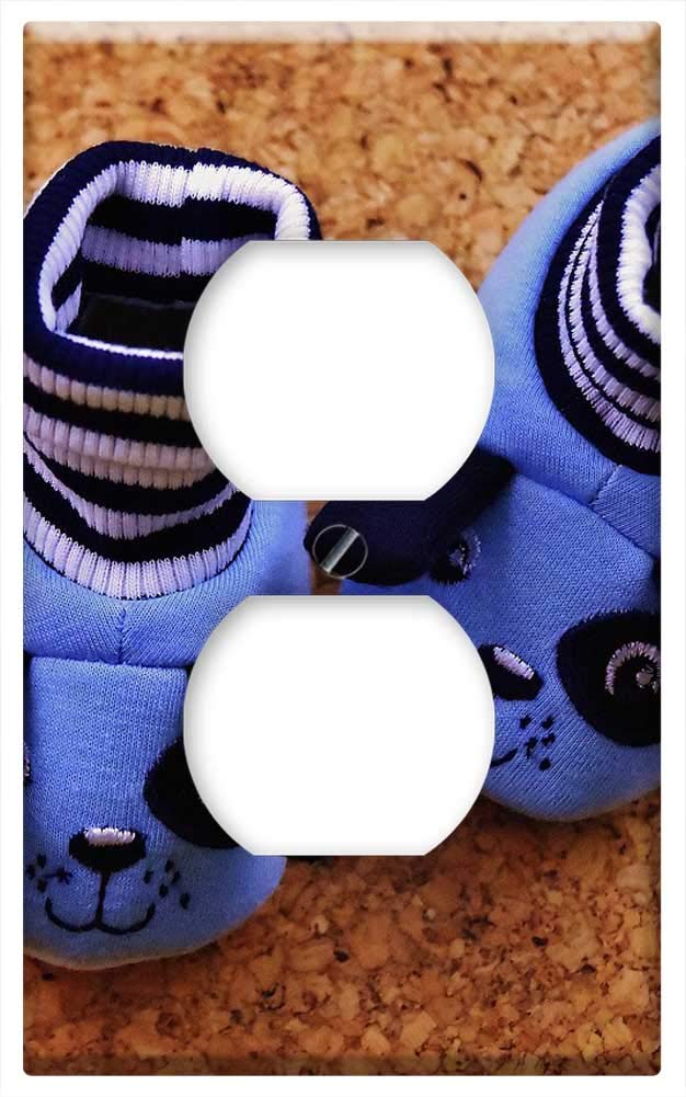 Switch Plate Outlet Cover - Baby Shoes Boy Blue Dog Cute