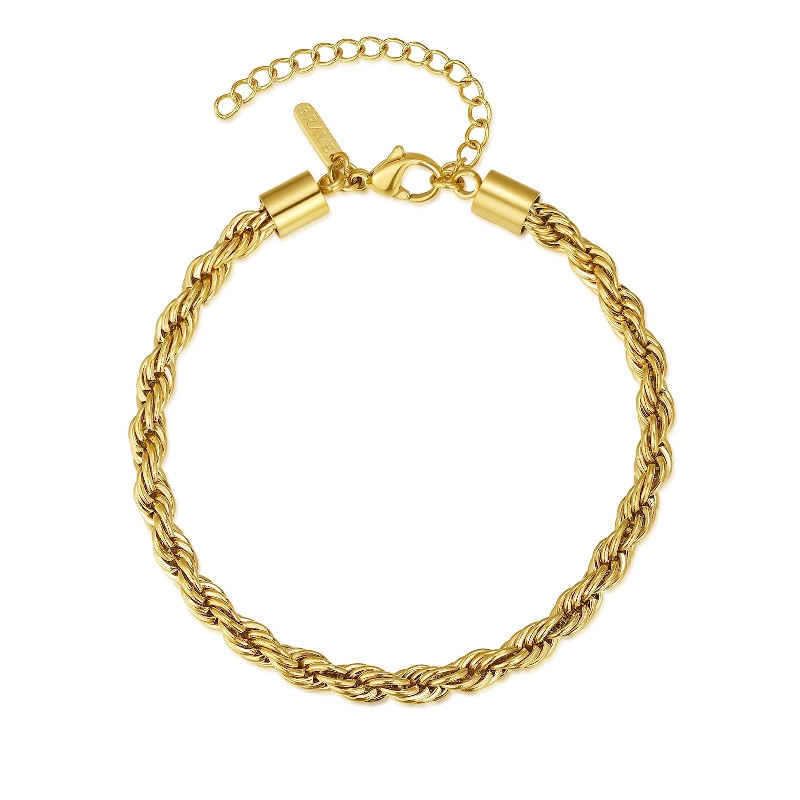 MARLION JEWELS Pulsera de hombre original clásica de espiral con cadena trenzada. Pulsera de acero quirúrgico bañada en oro/plata para hombre, ideal para regalo del día del padre. Joyería hombres.