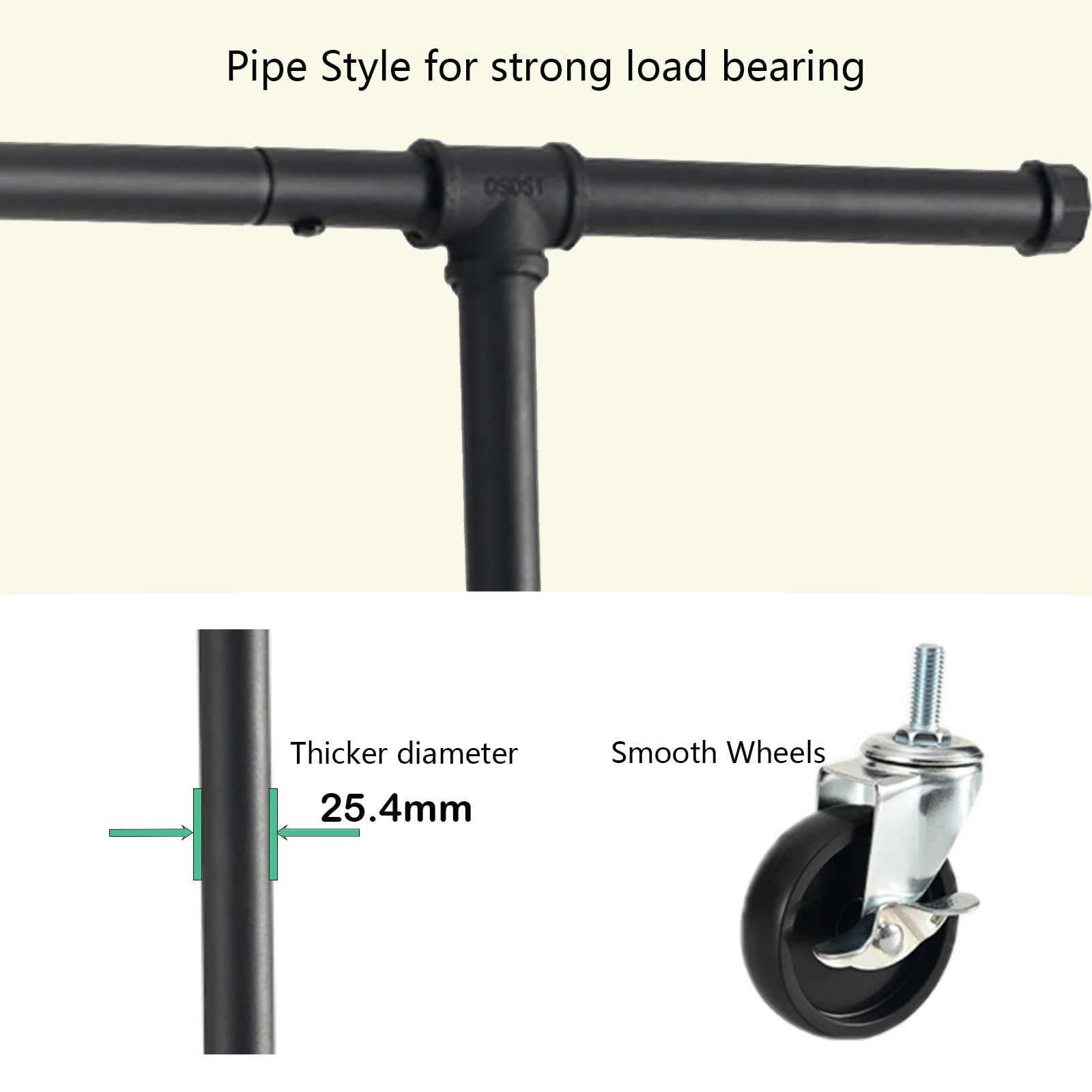 FOUCSSOMEI Heavy Duty Clothes Rack, Clothing Rack with Wheels, Rolling Garment Rack,Clothing Hanger Organizer, Double Rod, Max 400Lbs, for Closet Bedroom Yard Sale, Commercial Grade, Black