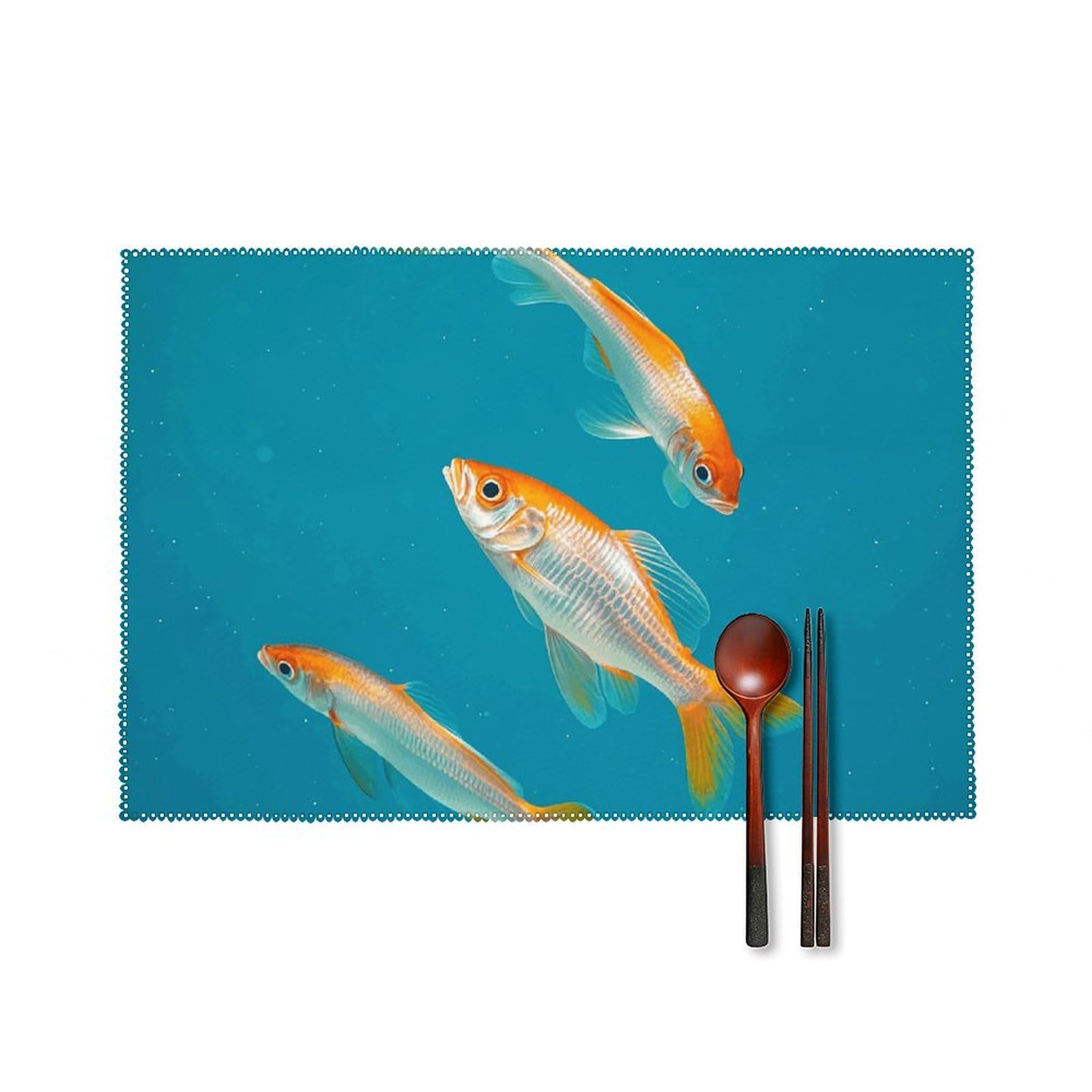 Set de table lavable transparent avec motif poisson pour salle à manger