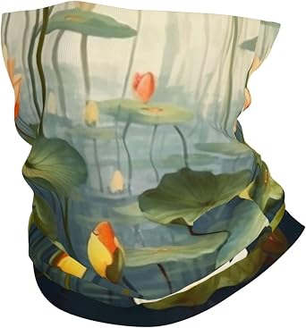 Flower Pond Neck Gaiter UPF 50+ Cooling Face Cover Scarf UV Sun Protection Face Mask Cycling Neck Warmer Breathable Hiking Bandana for Men Women Head Wrap Balaclavas
