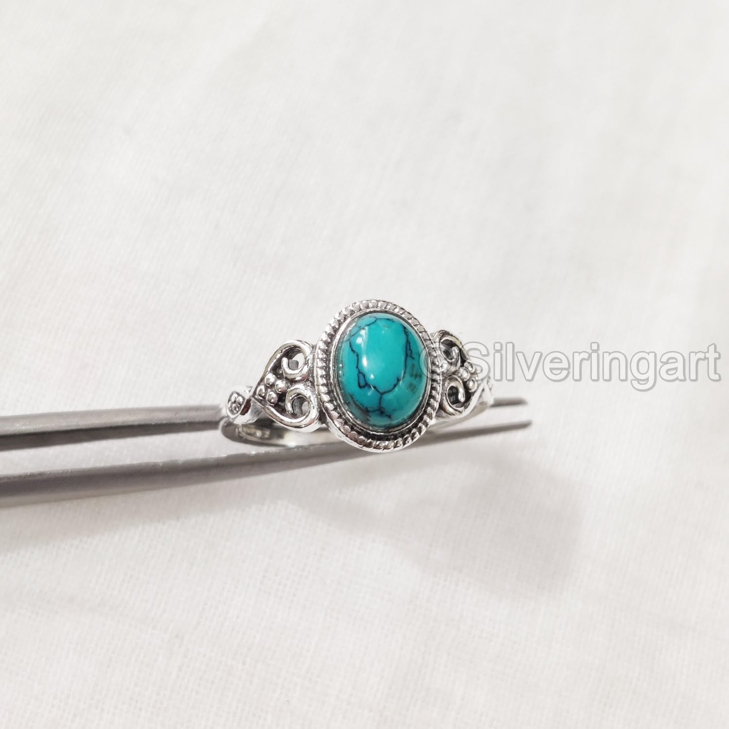 Natural Turquoise Ring, Tibetan Turquoise Ring, December Birthstone, Bohemian Ring Designer, 925 Sterling Silver, Womens Ring, Christmas, Thanksgiving, Statement Jewelry, Natural Gemstone - Image 8