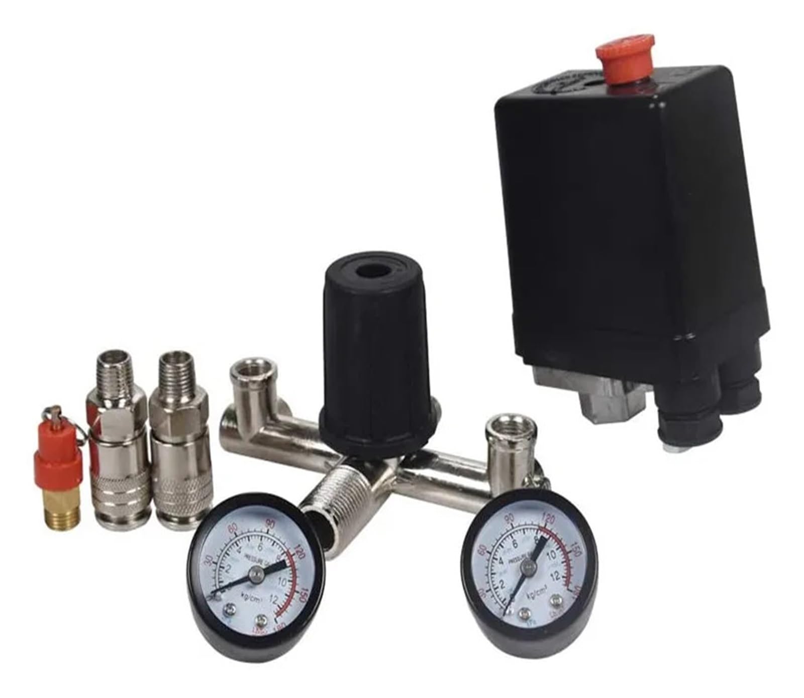 presostato del compresor Bomba compresora de Aire de 220 V/380 V, 90-120 PSI, con válvula de Interruptor de presión, colector regulador de Alivio con manómetro(380V)