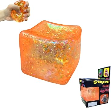 Premium Block Cube Squishy Ice Cube Squishies for Adults, Squishy Cube, Stress Cube Boxed Orange