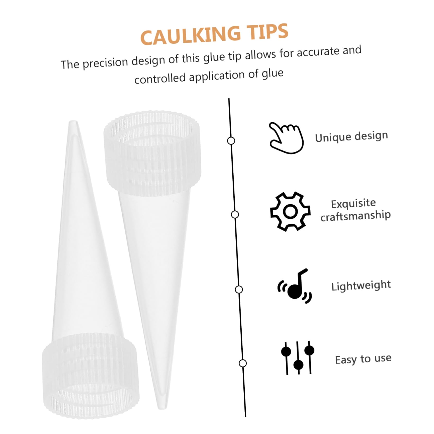EXCEART 5 Set Colla Testa Colla Punta Di Precisione Mastice Saver Cappellini Punte Per Calafataggio Mastice Strumento Tubo Copre Tappo Per Calafataggio Ugello Per 100 pezzi * 5