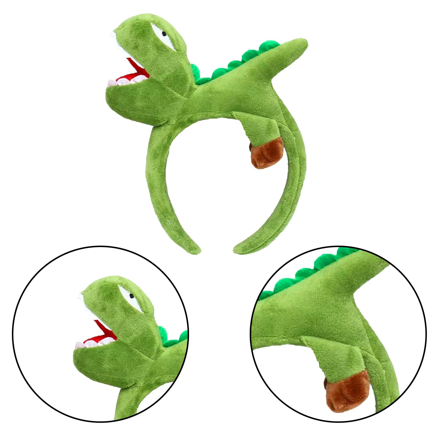 Bohue Dinosaur Headband Green Animal Headband 3D Cartoon Dinosaur Hairband Halloween Costume Cosplay Dess Up Accessories for Kids Adults - Image 2