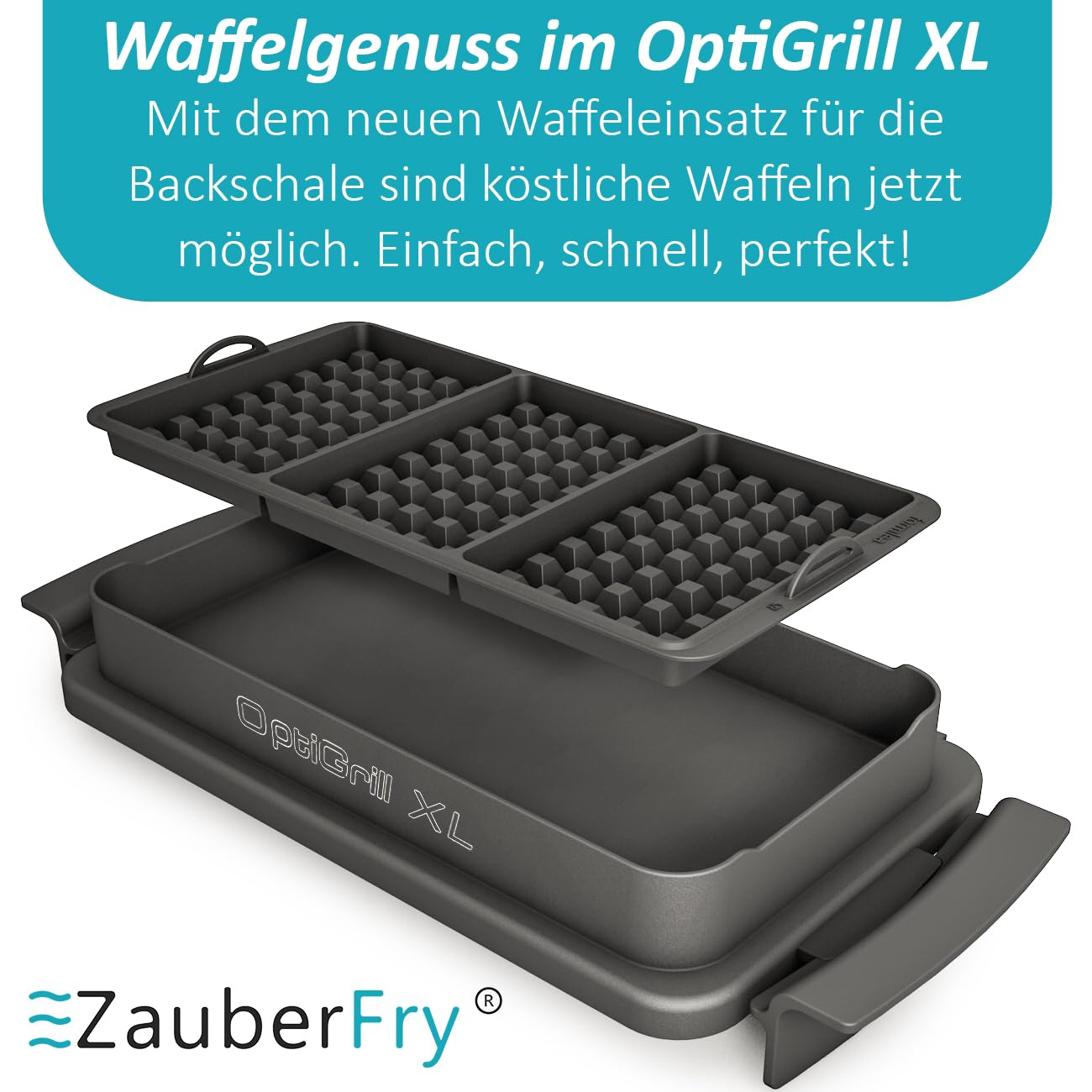 Waffeleinsatz kompatibel mit Tefal OptiGrill XL, 4 in 1, 2 in 1, Elite, Plus +, Elite Plus - Silikoneinsatz für Belgische Waffeln, Zubehör