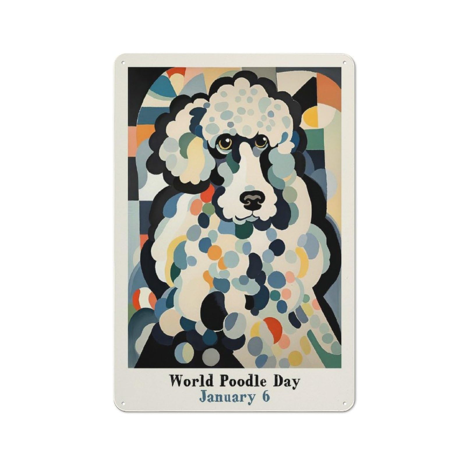 Junmoney Style-13 For Guest Room Or Hallway, January 6 Poodle Day Retro Metal Wall Sign 30X20cm, For Vintage Wall Decor Fans, For Metal Sign Collectors