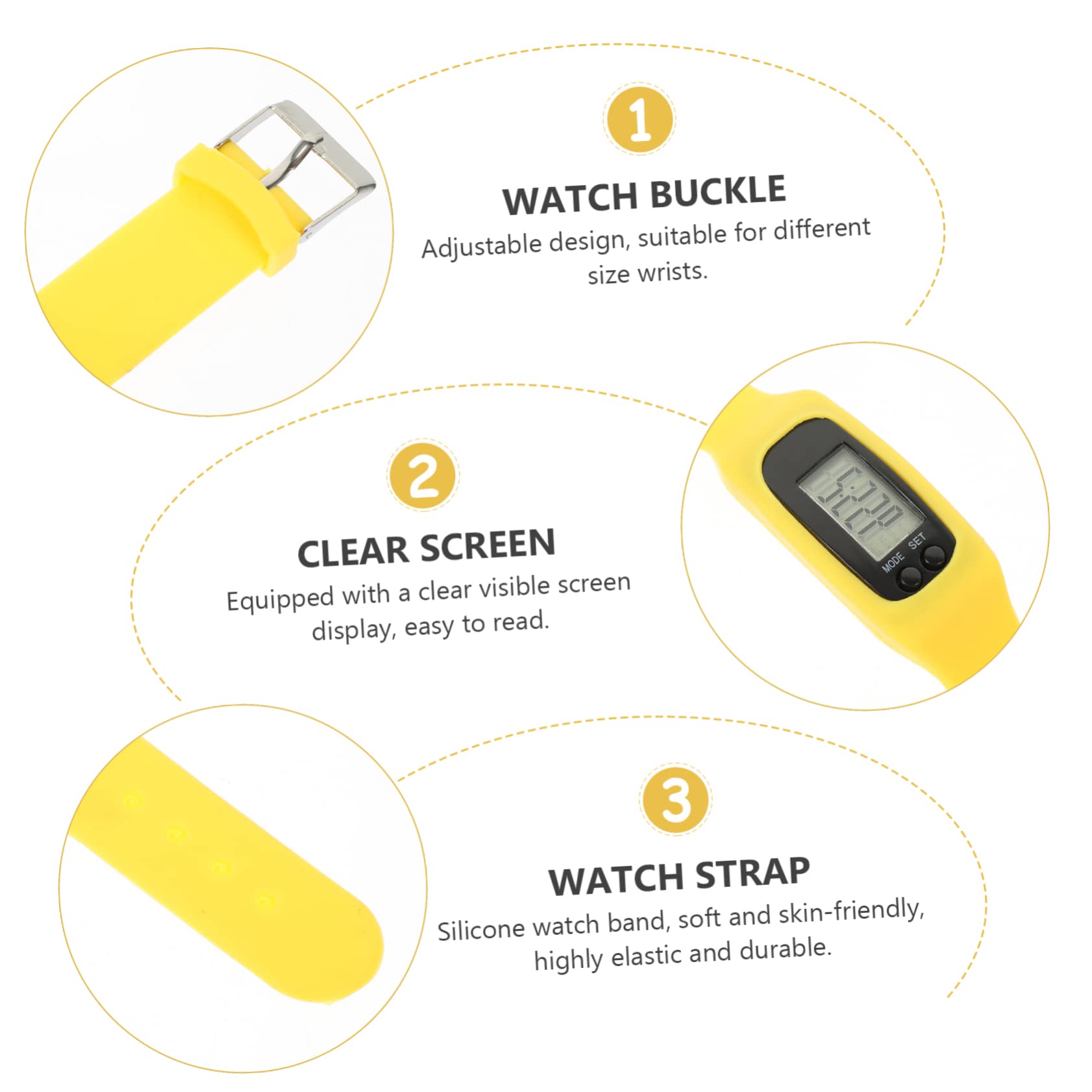 Podomètre Électronique en Silicone Jaune Écran Lisible