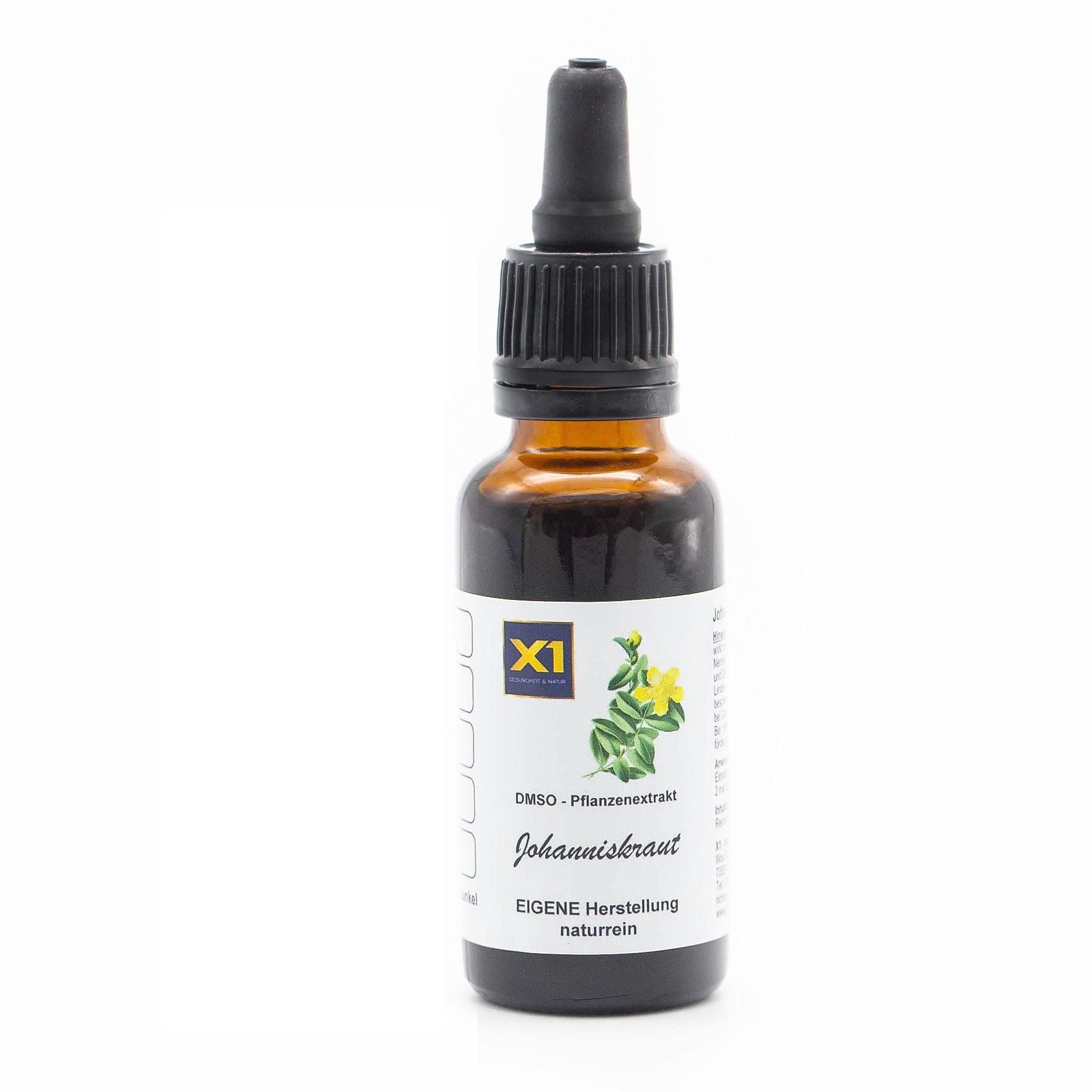 X1 - JOHANNISKRAUT DMSO-KRÄUTEREXTRAKT - Hypericum peroratum - Verstärkte Wirkung 30 ml in Braunglasflasche