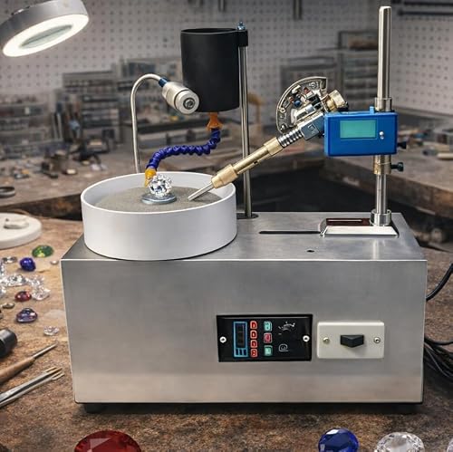 GmhXylophyte Gem Faceting Machine - 3000rpm Jewelry Lapidary Equipment - Jade Flat Grinder Stainless Steel Components - For Gemstone Grinding And Jewelry Polishing