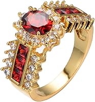 Vista 1 de Xiaomei Anillo de compromiso para mujer, oro amarillo de 14 quilates, joyería nupcial de compromiso, talla 6-10