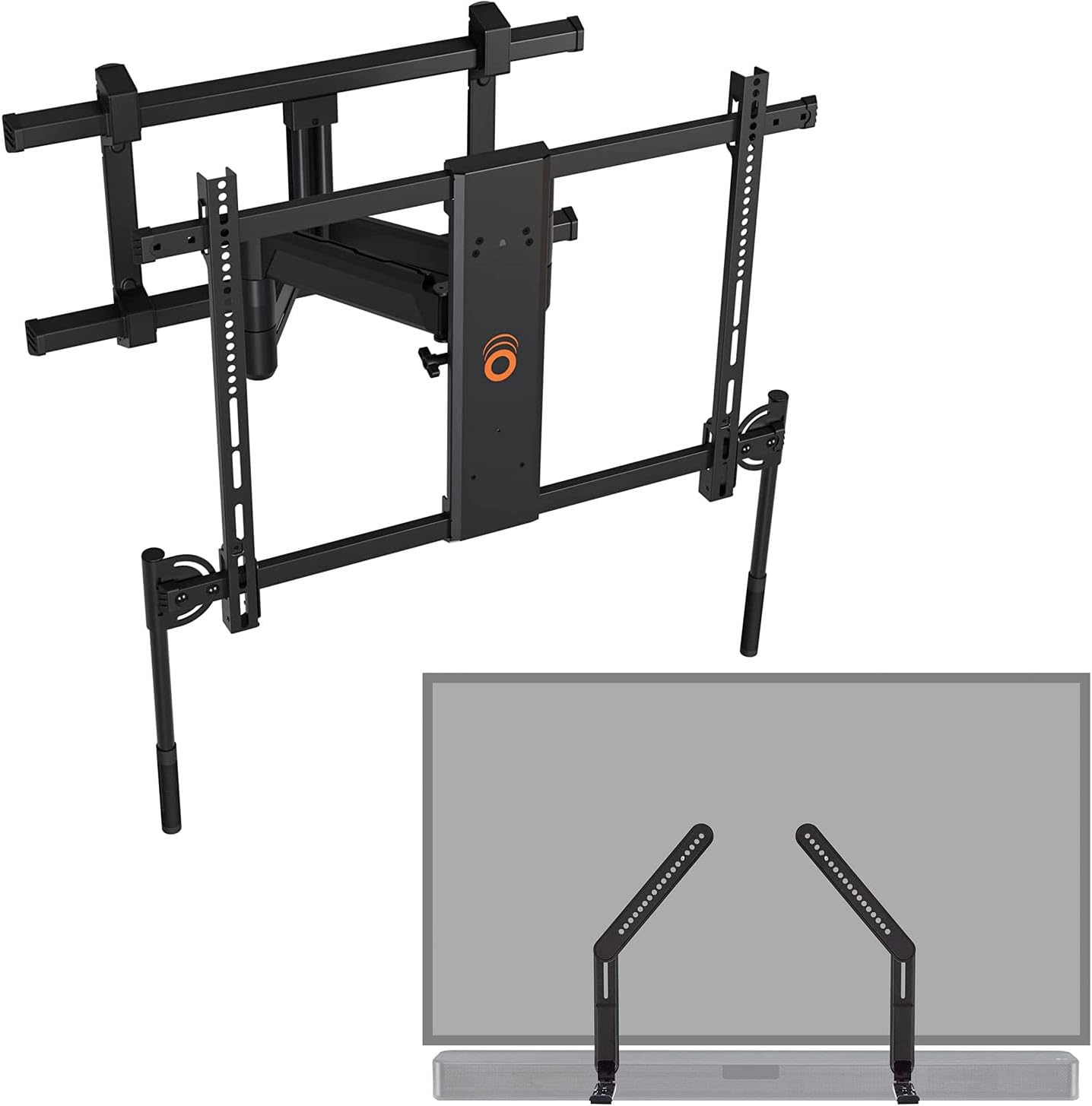 ECHOGEAR XL Full Motion TV Mount w/Handles & TV Soundbar Mount Bracket