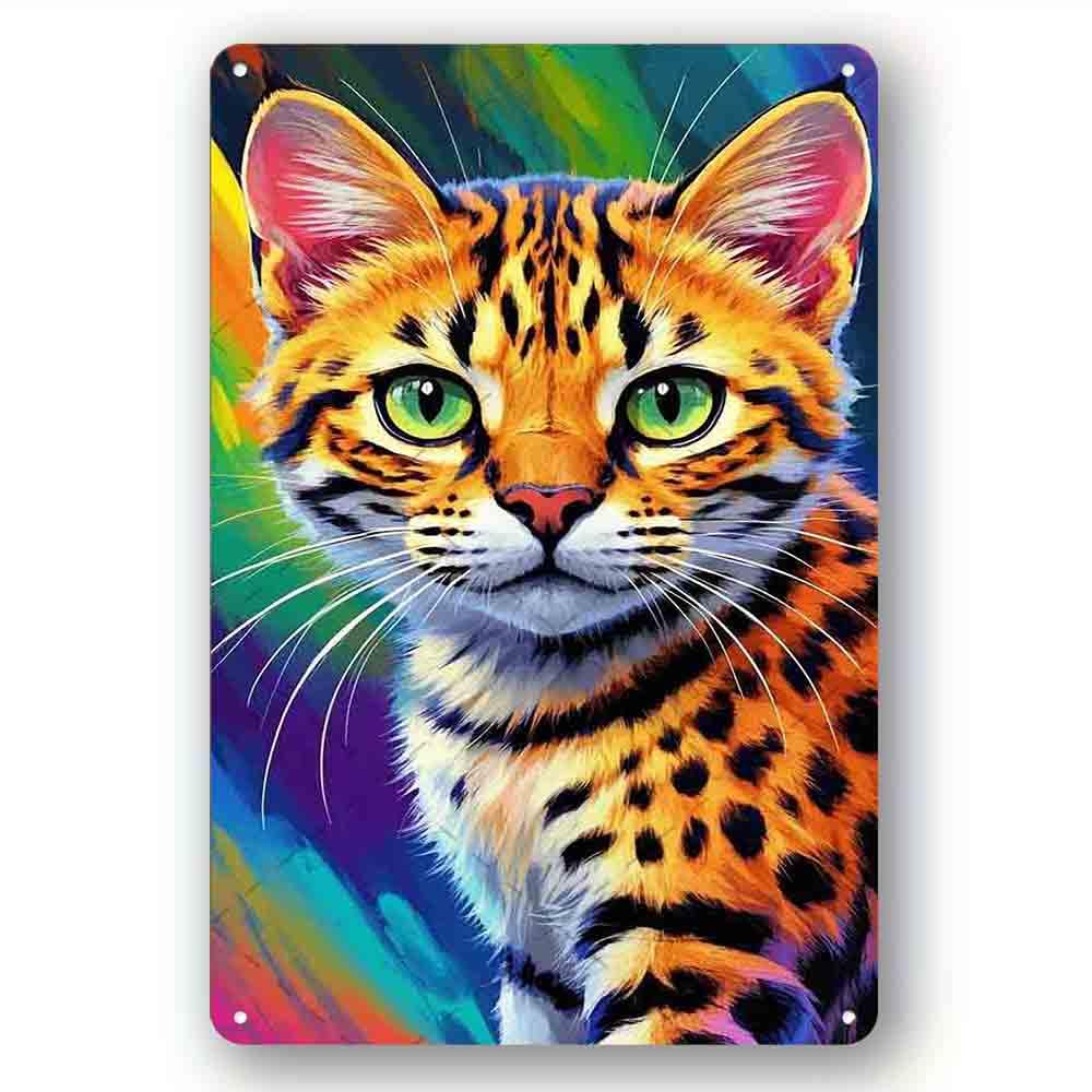 peiyeety Funny Retro Tin Signanimals cute Bengal cat Bar Pub Man Cave Novelty Funny Posters Bathroom Retro Parlor Cafe Garage Plaque Holiday Tin Signs Wall Decor 8x12 Inch
