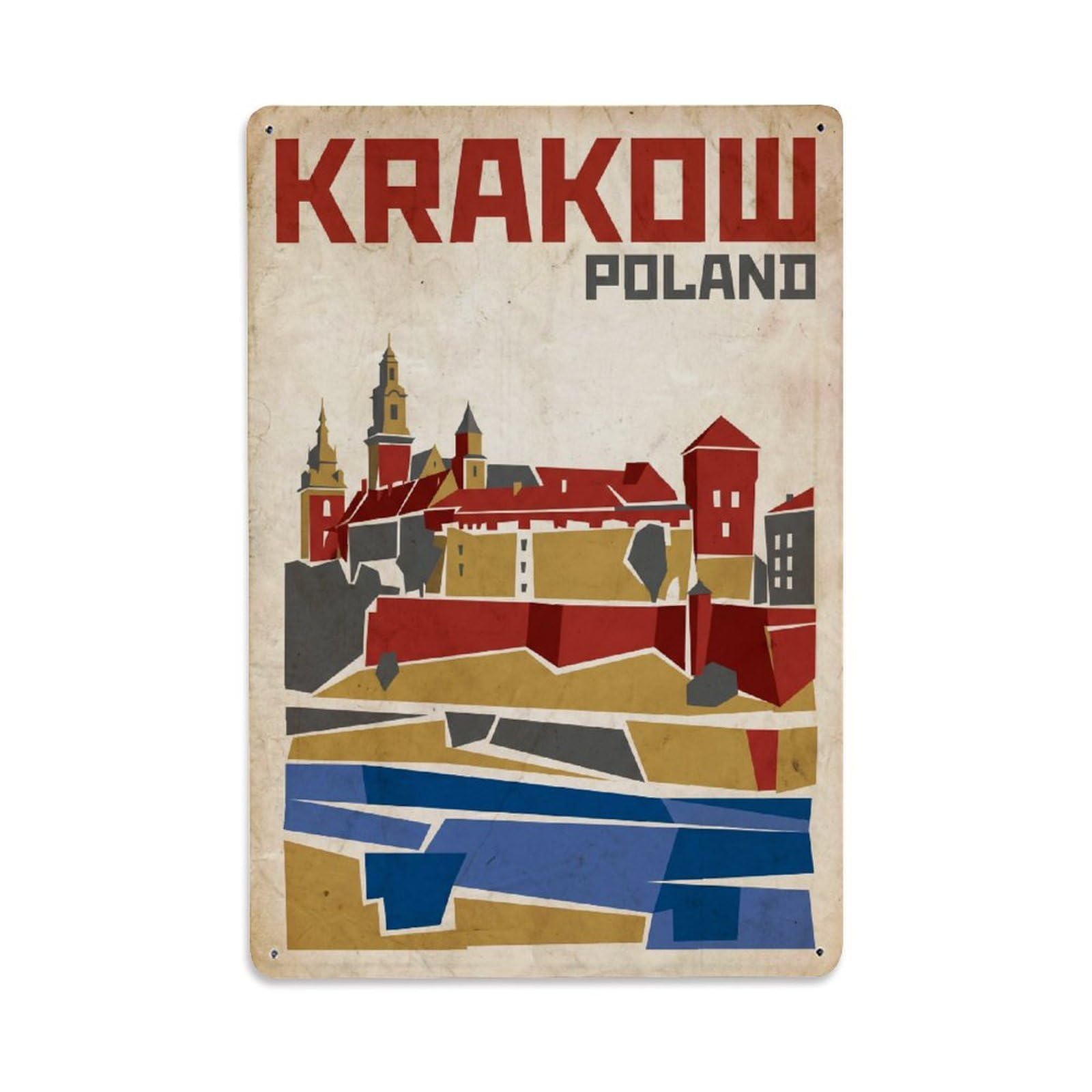Travel Retro Poland Krakow Metal Tin Sign