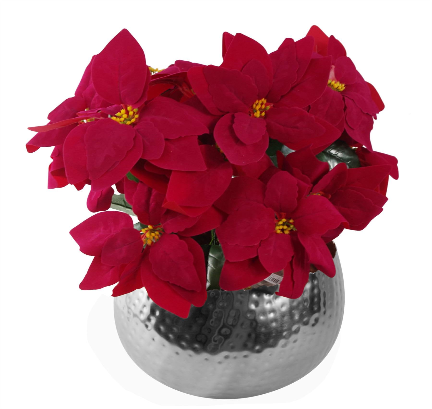 Leaf Artificial Christmas Xmas Red Poinsettia 40cm Potted Houseplant in Pot