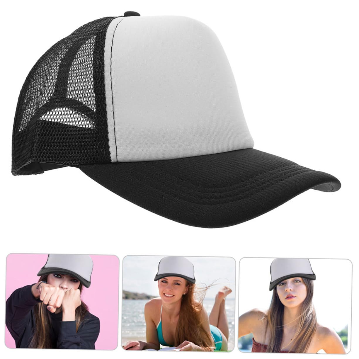 UPKOCH Cappello da Baseball a Rete per Sublimazione Nero, 6 Pezzi
