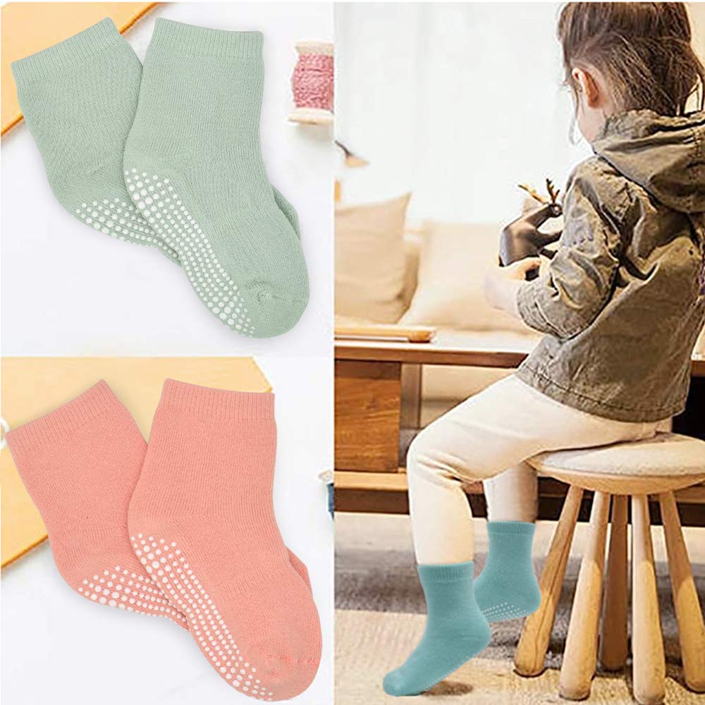 Tphon 12 Paar rutschfeste Socken für Babys und Kinder Grip-Socken für Jungen und Mädchen, Rutschfeste Knöchel für 0-7 Jahre