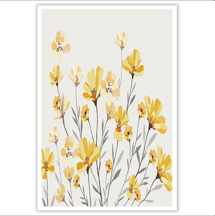Lienzo de plantas en acuarela beige y amarillo que ilumina y da calidez al salón