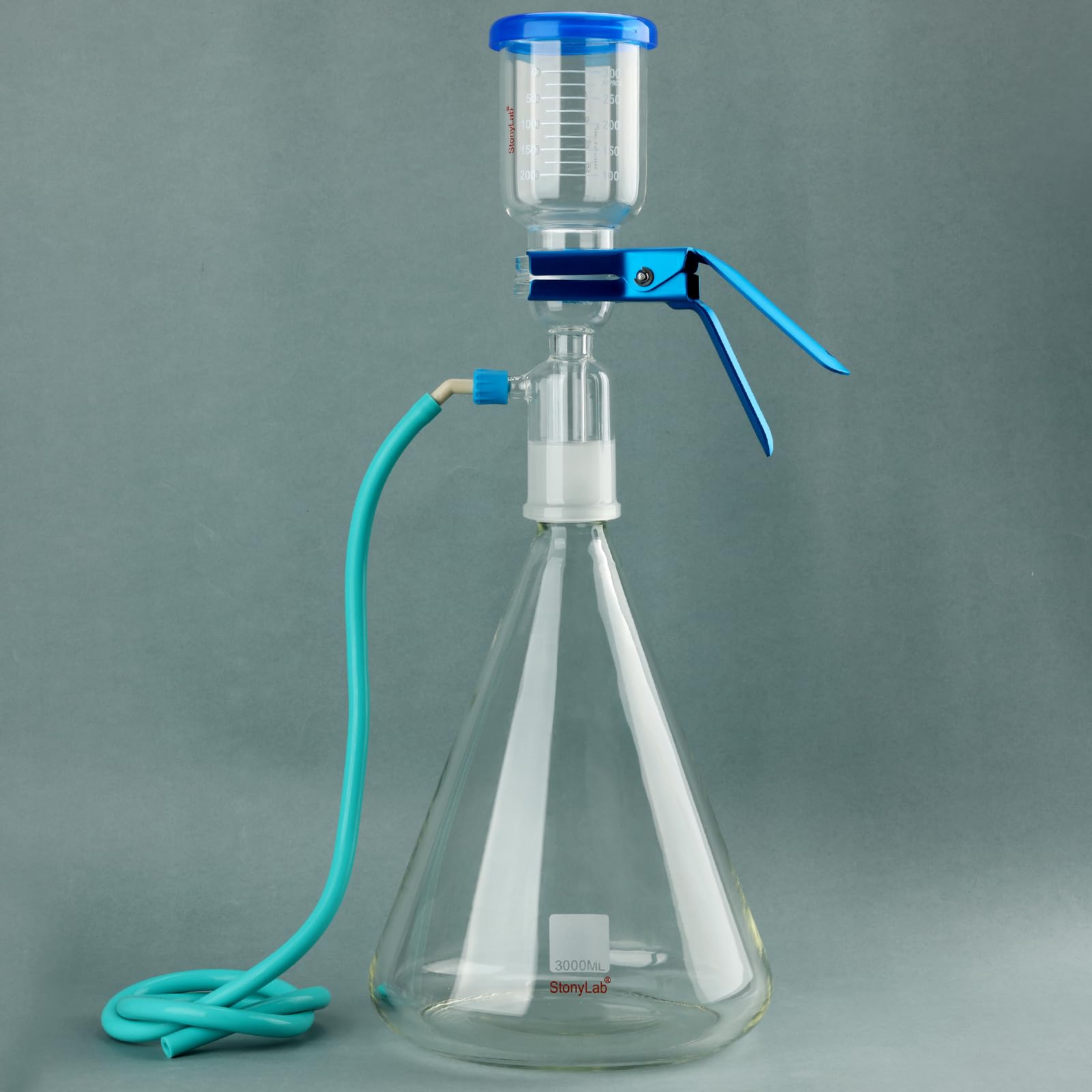 stonylab Filtre de Verrerie de Laboratoire, Filtre de Filtration en Verre de Laboratoire, Kit de Filtre en Verre avec Flacon Filtrant de 3000 ml et Entonnoir Gradué de 500 ml