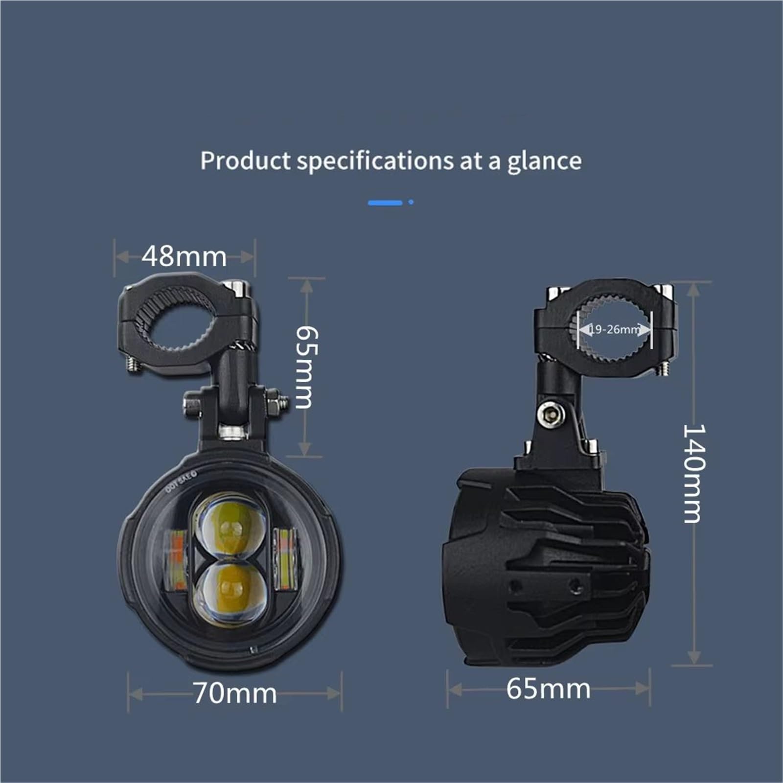Genérico Motocicleta Delanteros 1 par de Faros antiniebla para Motocicleta 100W, Luces Led auxiliares conducción, Delanteros, Farol Intermitente Doble Color