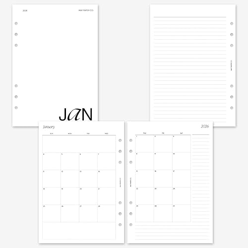MAY PAPER CO. 2026 A5 Monthly with Notes Planner Refill,