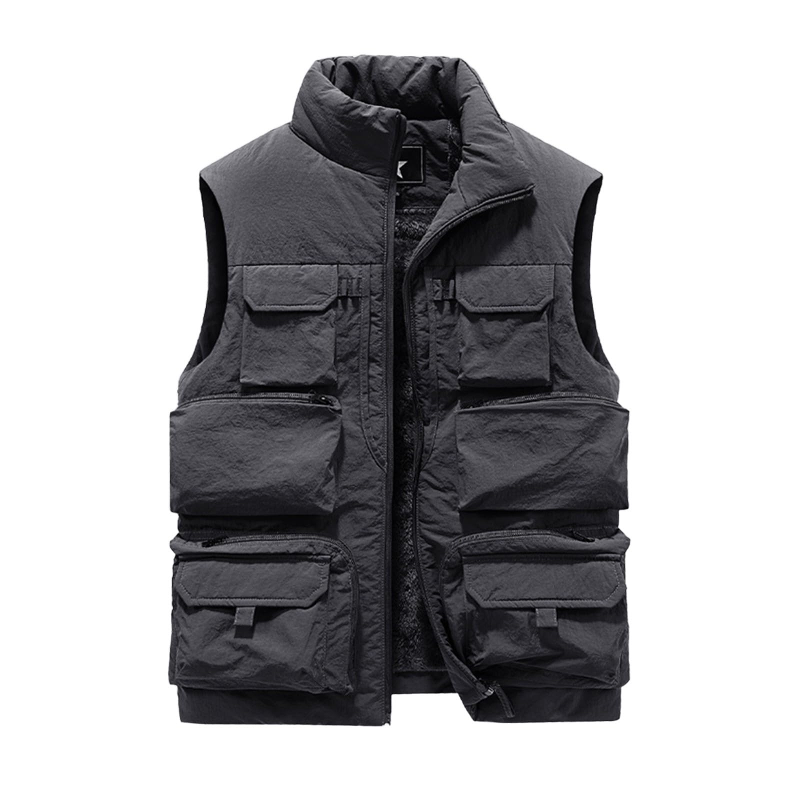 Gilet utilitaire multi-poches pour homme – Gilet tactique léger sans manches avec fermeture éclair, design en tissu durable, gilet cargo d'extérieur pour la pêche, le camping, la photographie et les